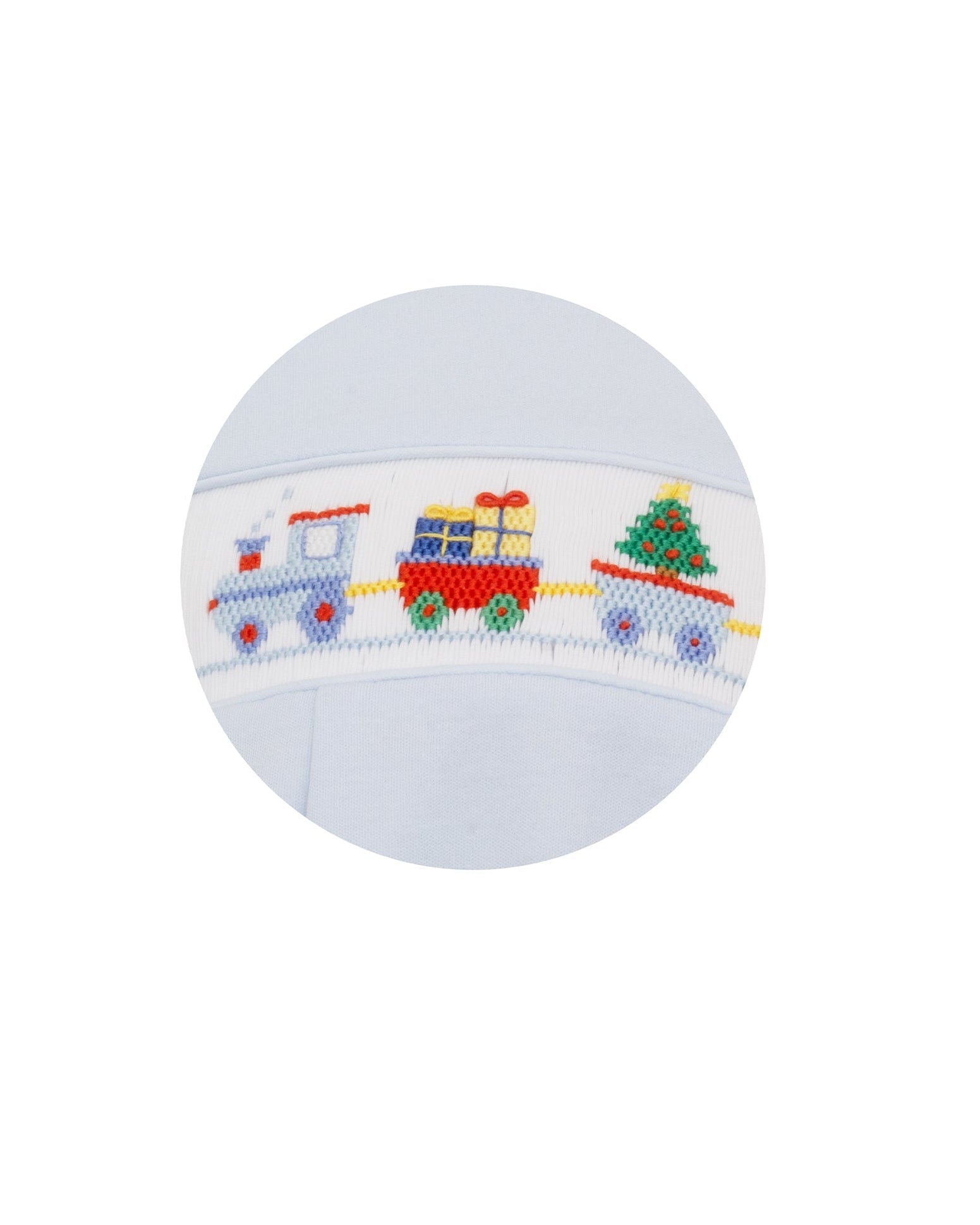 Petit Bebe Light blue smocked  knit boy´s long footie L/S NO/FEET - Persnickety Shop