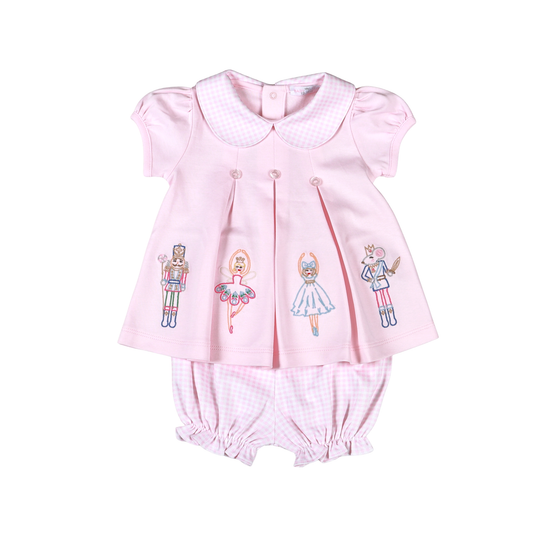 Baby Loren Pink Nutcracker Pima scalp collar Bloomers set
