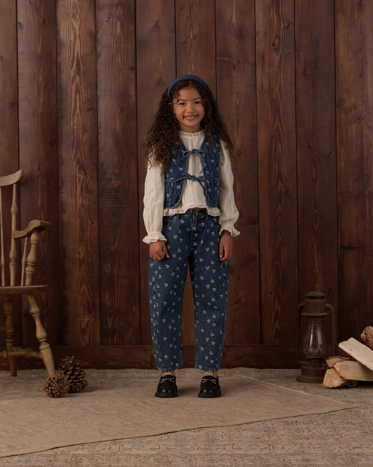 RYLEE + CRU DENIM VEST HEART DITSY