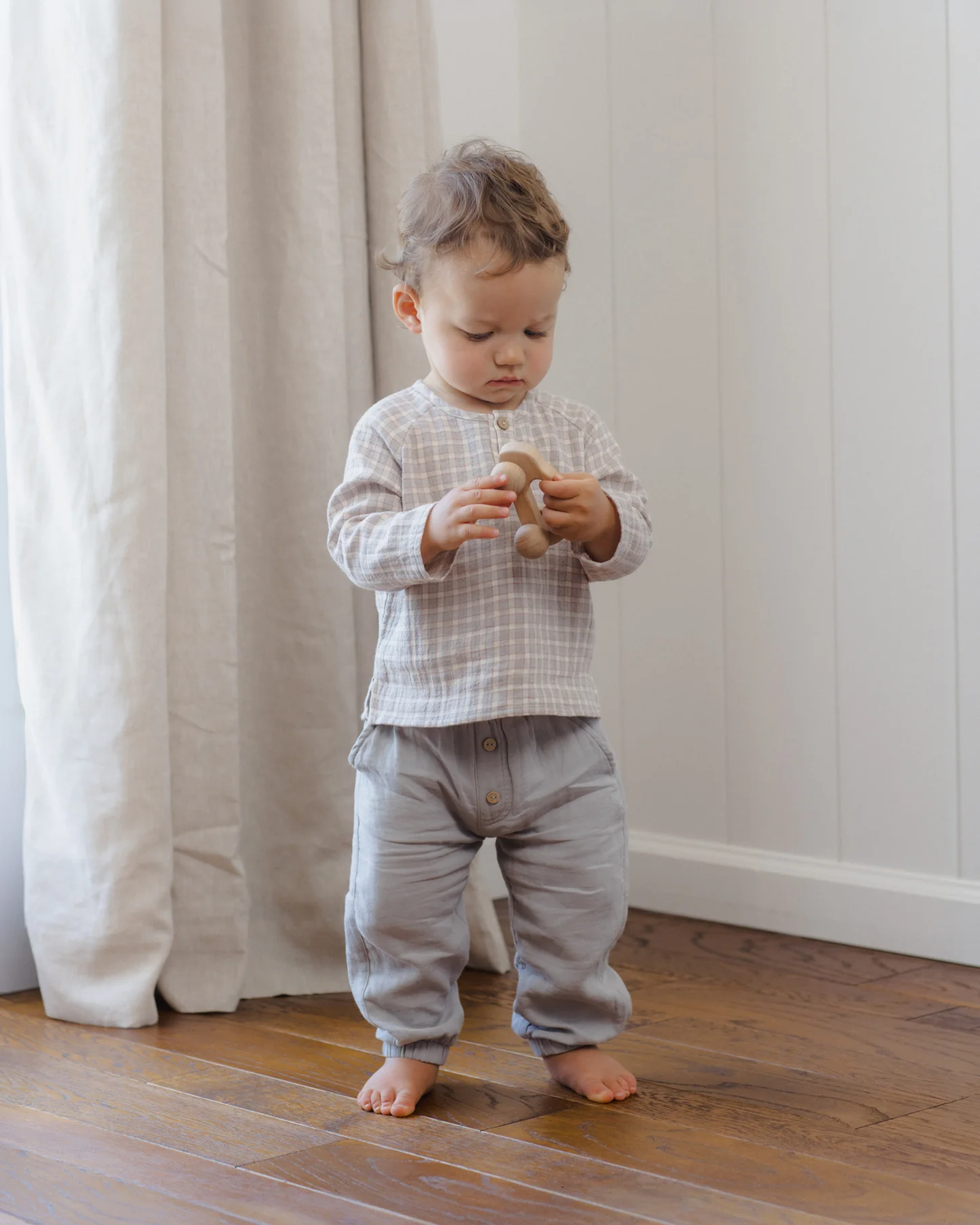 QUINCY MAE ZION SHIRT BLUE GINGHAM