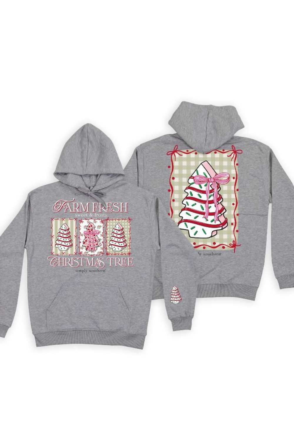 Simply Southern Youth Christmas Cakes Hoodie for Girls in Heather Grey