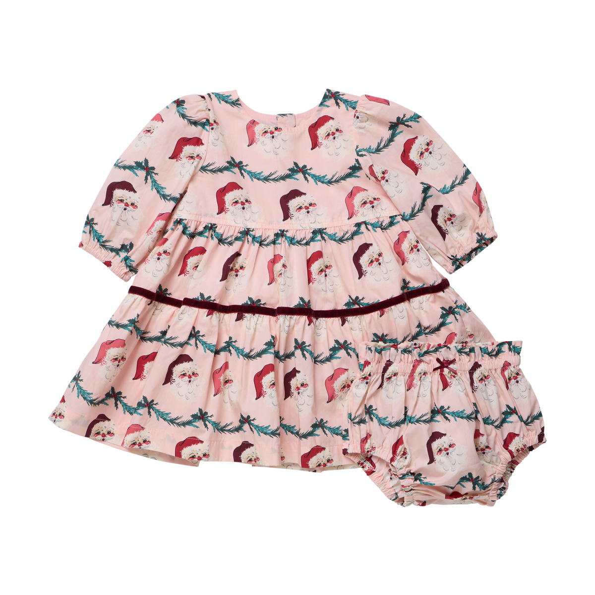 Baby Girls Maribelle Dress Set- Santa Garland - Persnickety Shop