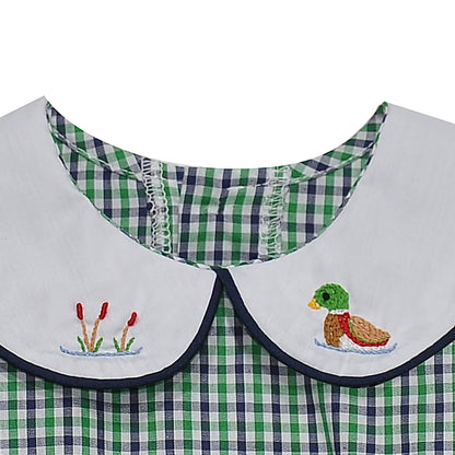 PRE-ORDER Navy Plaid Riley Short Set - Ducks