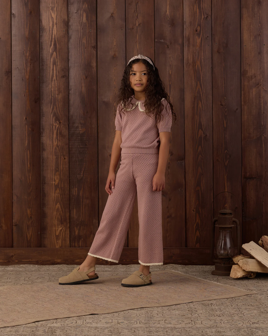 RYLEE + CRU POINTELLE KNIT PANT ROSEWOOD