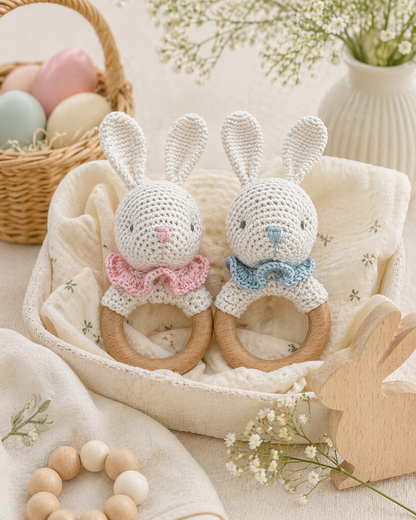 Bunny Bamboo Crochet Wooden Rattle