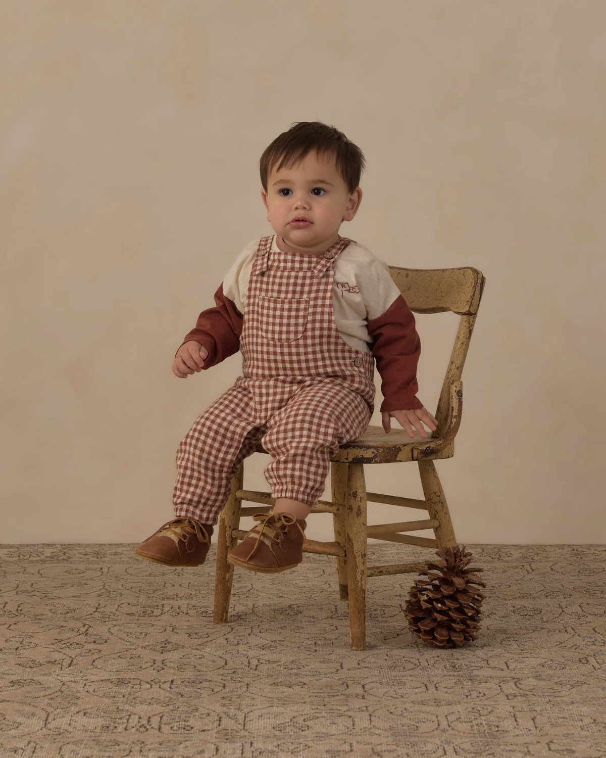 RYLEE + CRU BABY OVERALLS BRICK CHECK