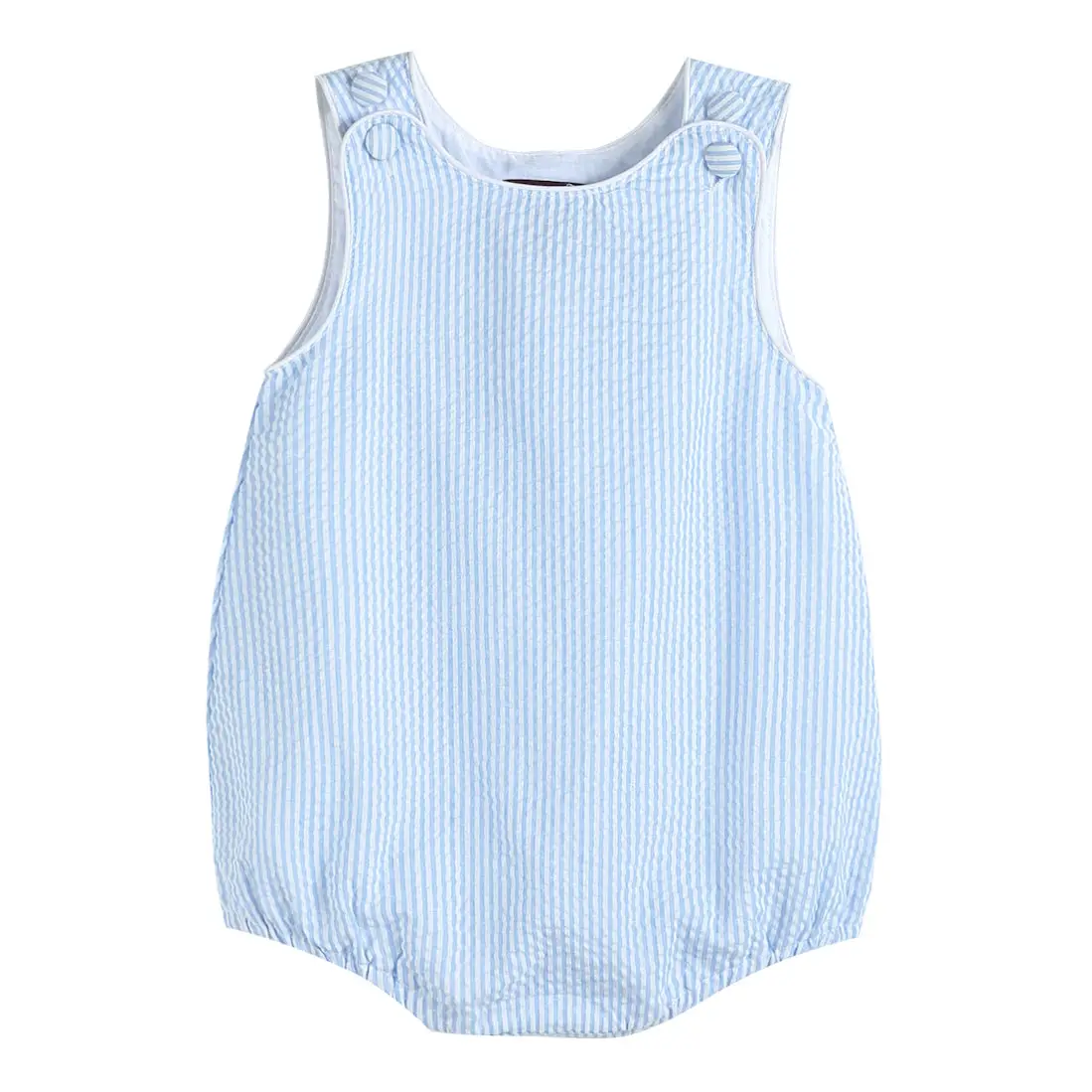 Lil' Cactus Boy Classic Light Blue Seersucker Bubble Romper - Persnickety Shop