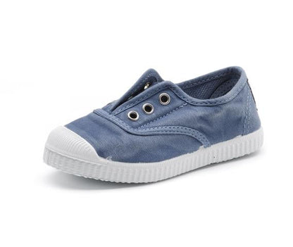 CIENTA NAVY CANVAS LACELESS SNEAKER - Persnickety Shop