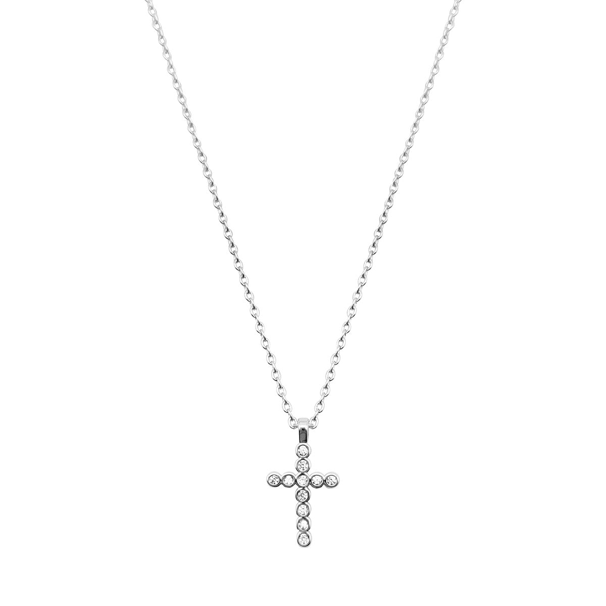 Silver Delicate CZ Cross Pendant Necklace - Persnickety Shop