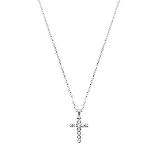 Silver Delicate CZ Cross Pendant Necklace - Persnickety Shop