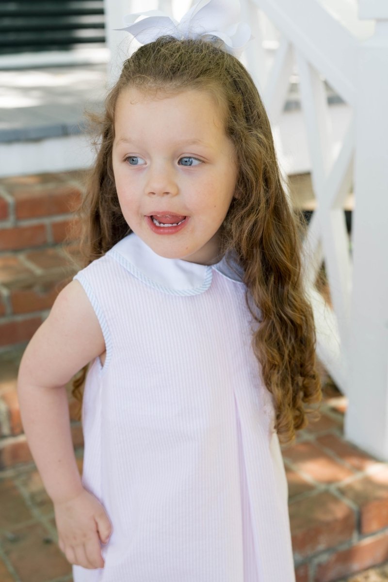 Lullaby Set - Caroline Dress Simply Pink Seersucker, Blue Seersucker - Persnickety Shop
