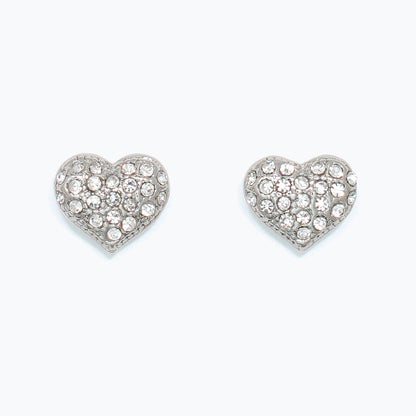 Earrings-Silver Clear Crystal Heart