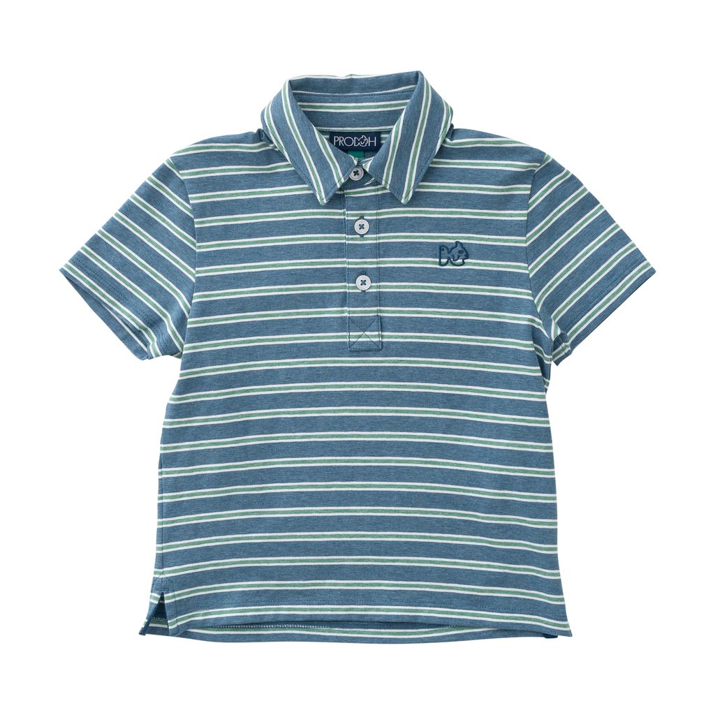 Prodoh Too Cool for School Heathered Polo- Copen Blue Frosty Spruce Stripe - Persnickety Shop