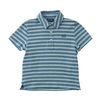 Prodoh Too Cool for School Heathered Polo- Copen Blue Frosty Spruce Stripe - Persnickety Shop
