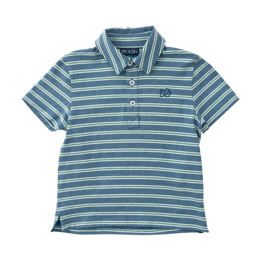 Prodoh Too Cool for School Heathered Polo- Copen Blue Frosty Spruce Stripe - Persnickety Shop