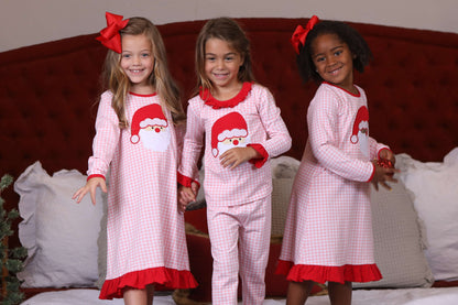 PRE-ORDER |Santa Face Pink Gingham Dress Jellybean by Smock Candy - Persnickety Shop