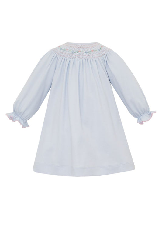 Mery Smocked Pink Rosettes- Knit Bishop Long Sleeve- - Persnickety Shop