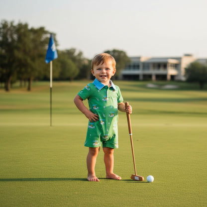 Baby Loren Golf Buddies Blue Romper - Persnickety Shop