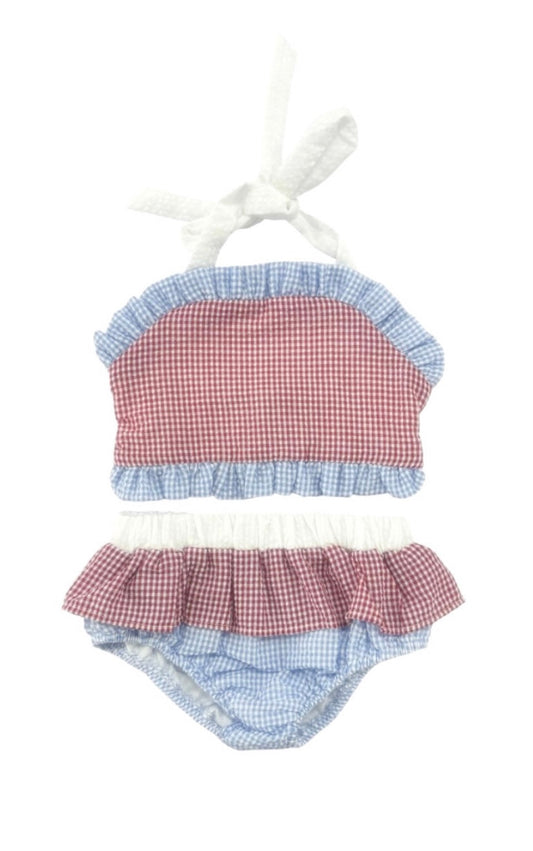 Seersucker All American Ruffle  Swimsuit - Persnickety Shop
