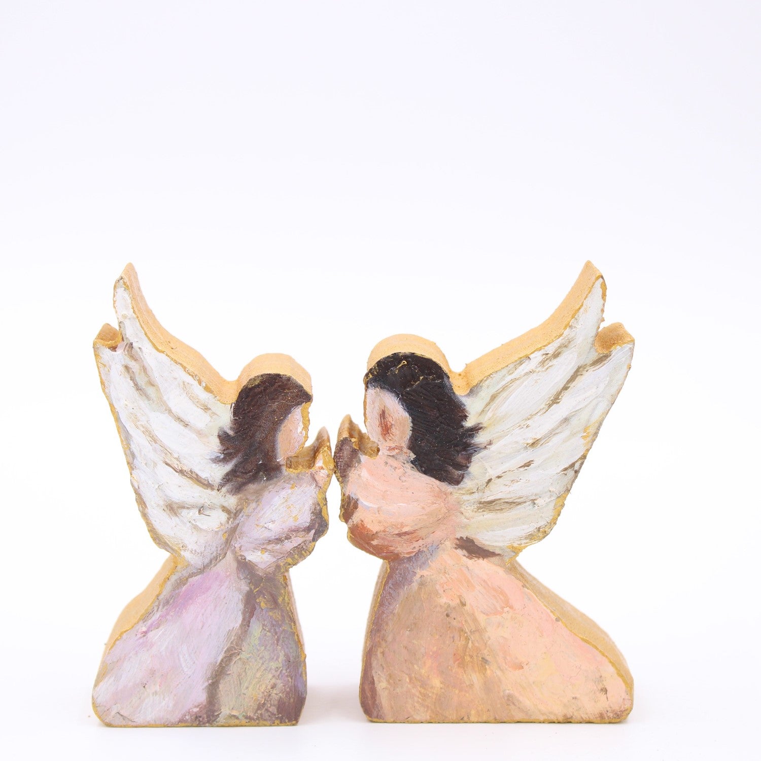 Set/2 4" Handpainted Wood Cutout Angel - Persnickety Shop