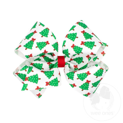 Wee Ones King Christmas Tree Print Hair Bow