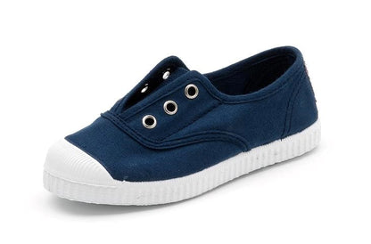 CIENTA NAVY CANVAS LACELESS SNEAKER - Persnickety Shop