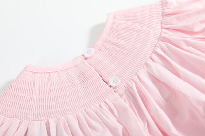 Lil Cactus *Pre-Order* Pink Christmas Smocked Bishop Dress