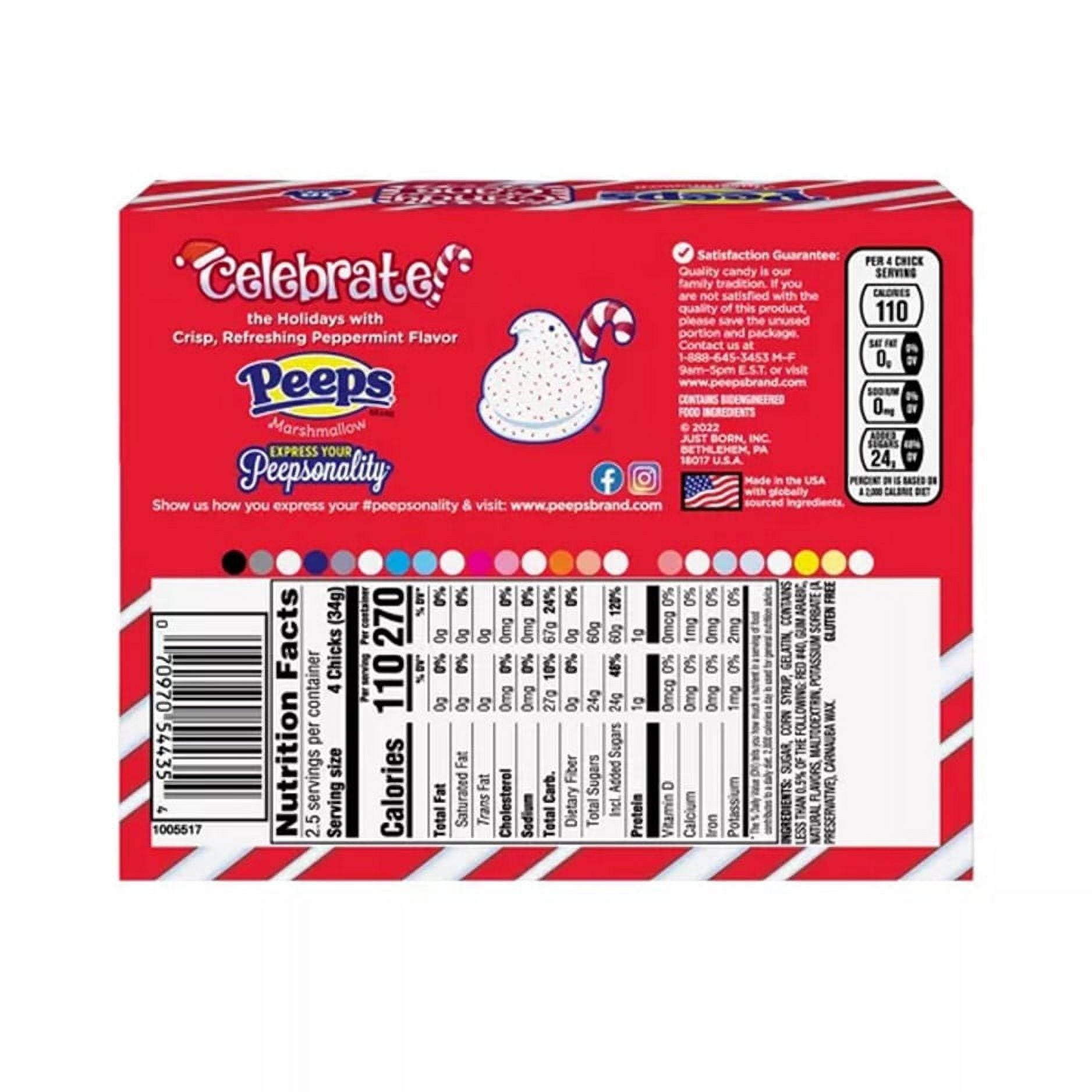 Peeps Candy Cane Flavored Marshmallow Christmas Candy Chicks 5 count