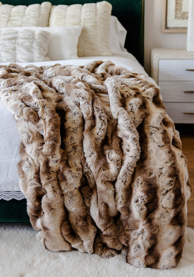 Couture Collection Truffle Chinchilla Faux Fur Throws - Persnickety Shop