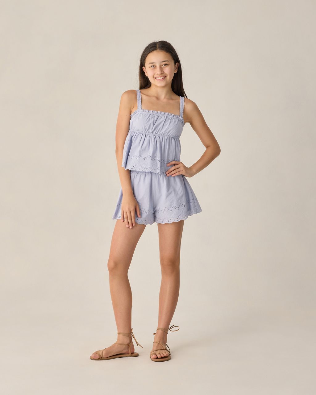 TEEN EYELET TANK BLOUSE PERIWINKLE - Persnickety Shop