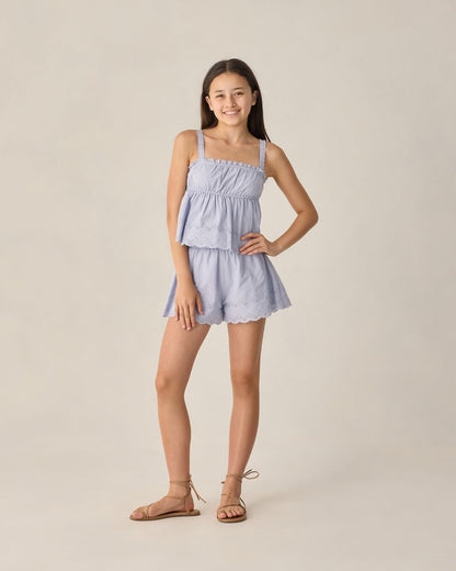 TEEN EYELET TANK BLOUSE PERIWINKLE - Persnickety Shop
