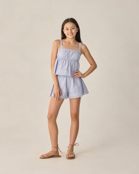 TEEN EYELET TANK BLOUSE PERIWINKLE - Persnickety Shop