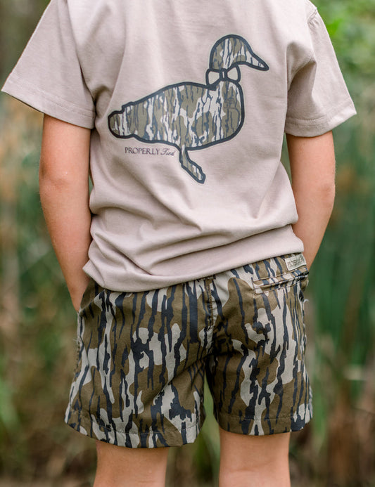 Properly Tied Boys Boys Mossy Oak Camo Logo SS Sand