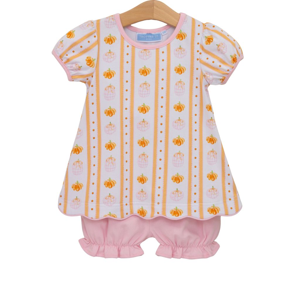 Trotter Street Kids Pumpkin Patch Scalloped Bloomer Set