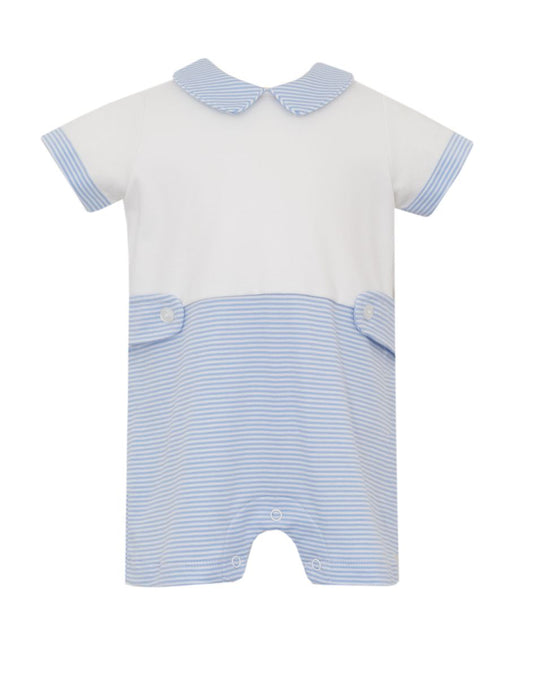 Petit Bebe Boy's Blue Knit Stripe Romper - Persnickety Shop