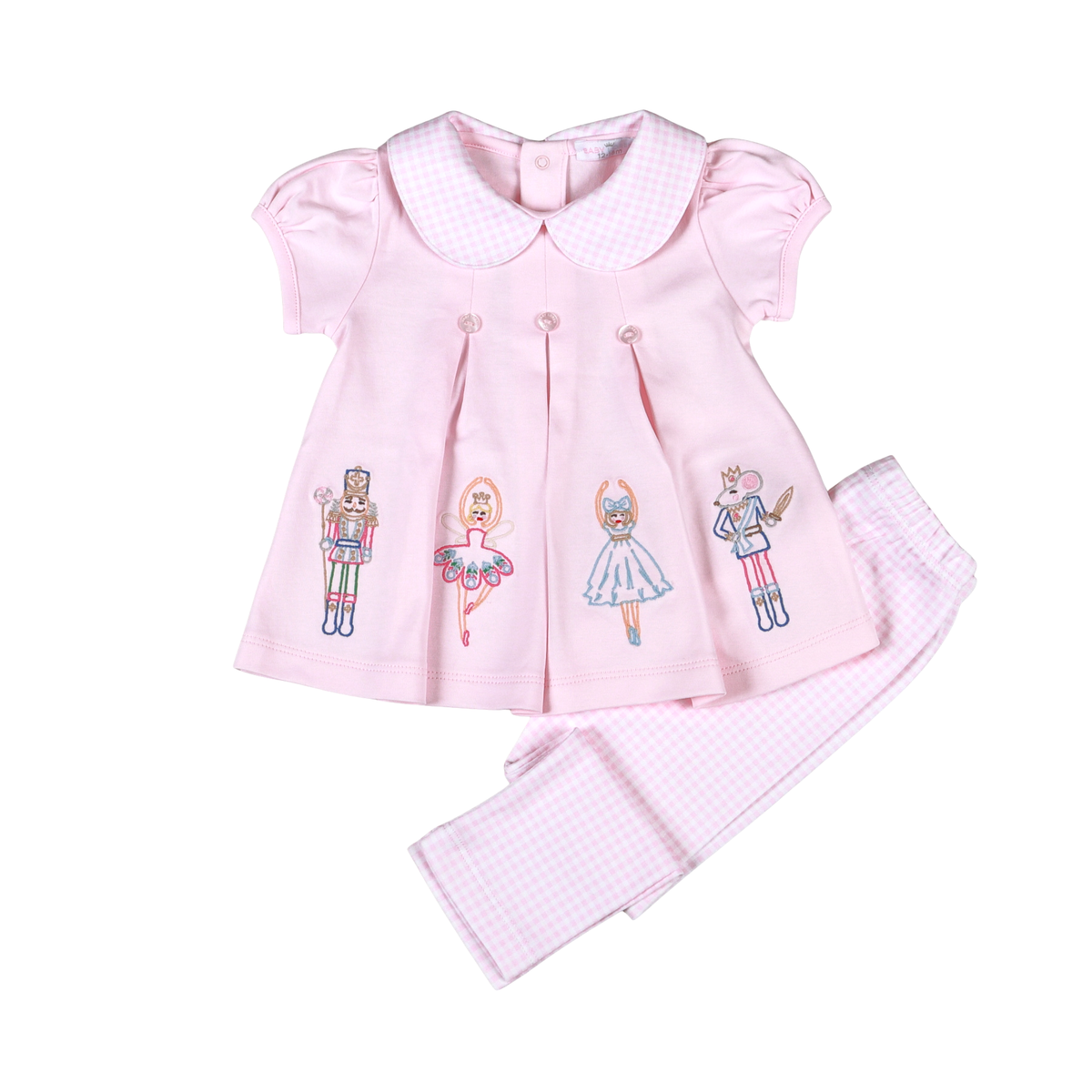 Baby Loren Pink Nutcracker Pima scalop collar top set