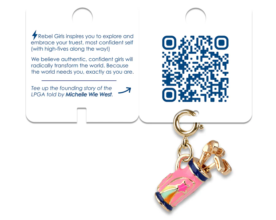 Gold Rebel Girls Golf Clubs Charm
