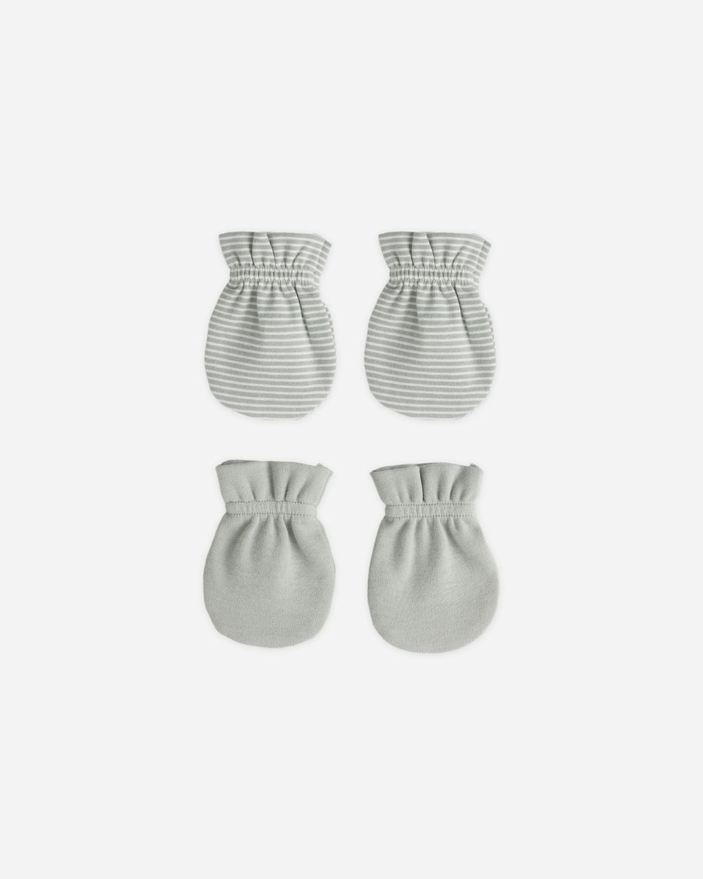 No Scratch Mittens Set || Sage Micro Stripe, Sage - Persnickety Shop