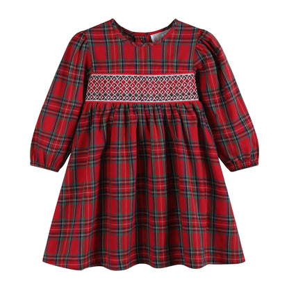 Lil Cactus *Pre-Order* Red and Green Christmas Plaid Smocked Dress