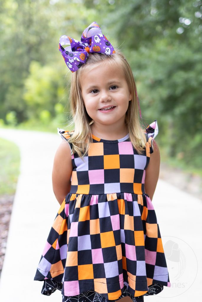 Wee Ones King Purple Halloween Print Hair Bow