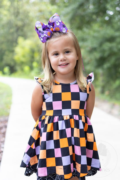 Wee Ones King Purple Halloween Print Hair Bow
