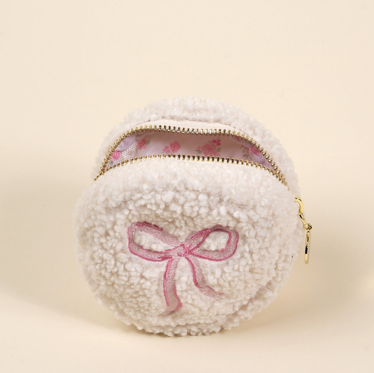 Circle Bow Pink Teddy Pouch - Persnickety Shop