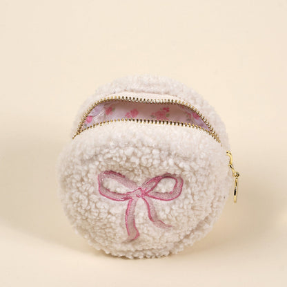 Circle Bow Pink Teddy Pouch - Persnickety Shop
