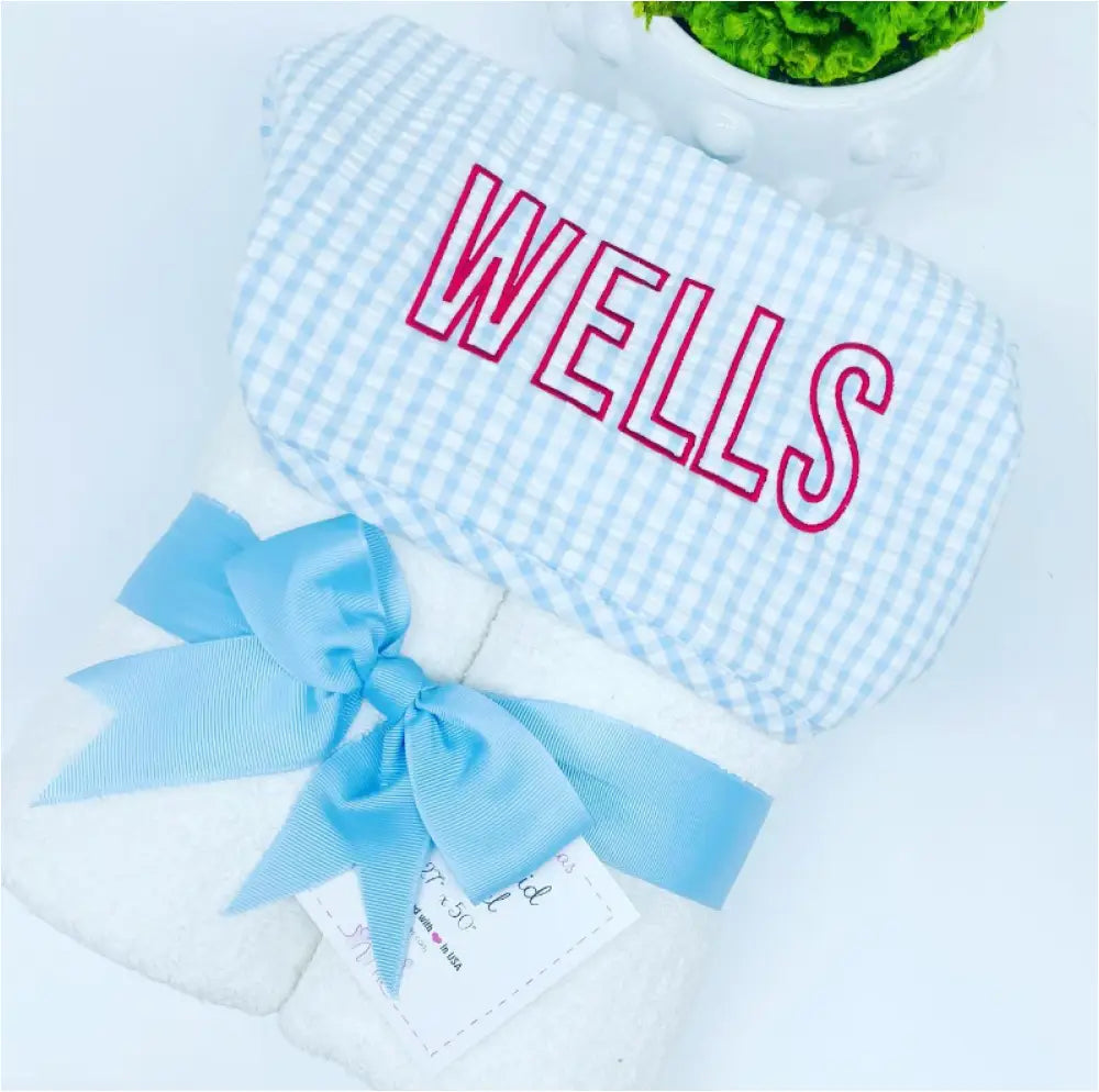 3 Marthas Small Blue Check Everykid Towel