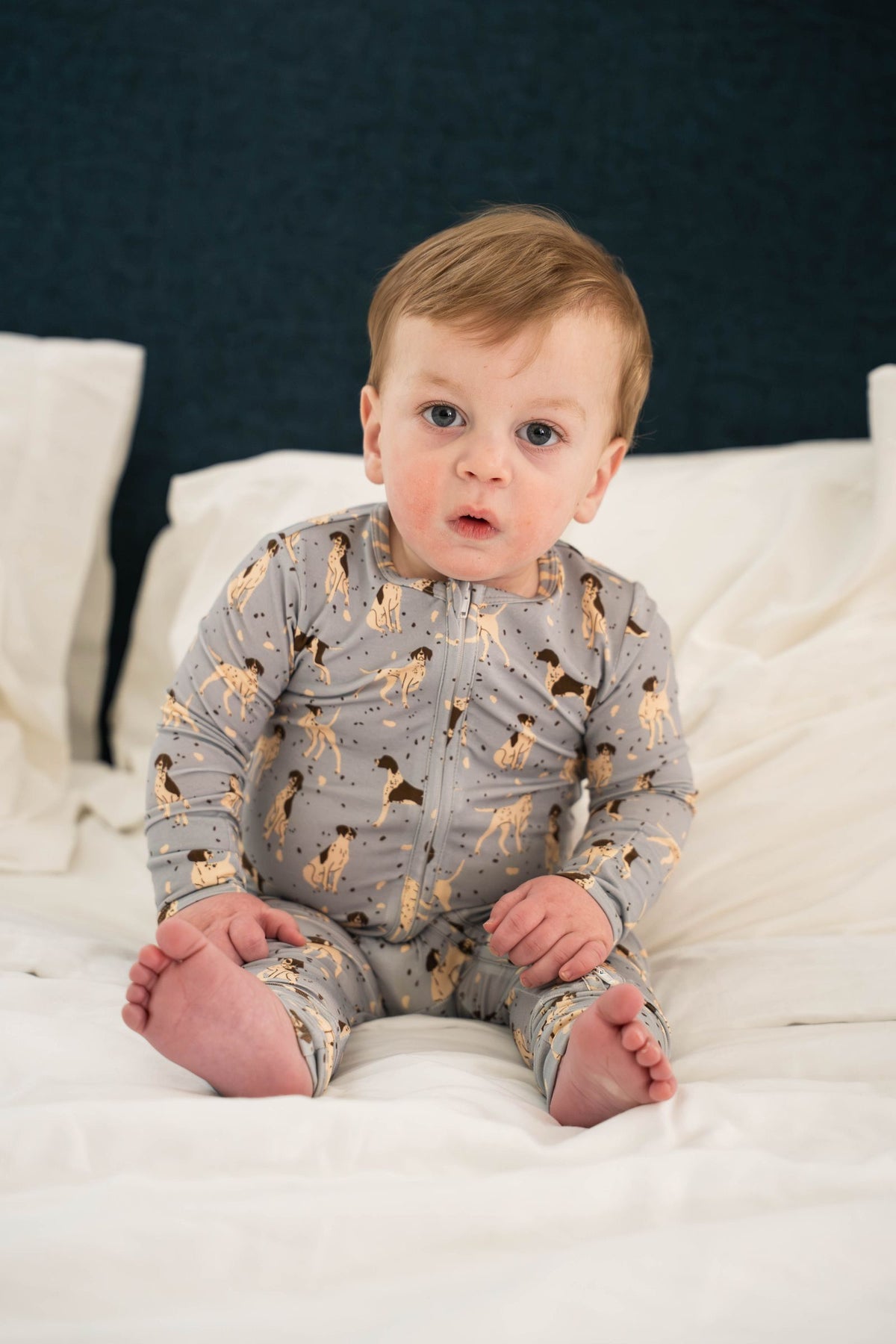 Saltwater Boys BABY ROMPER- BLUE DOGS