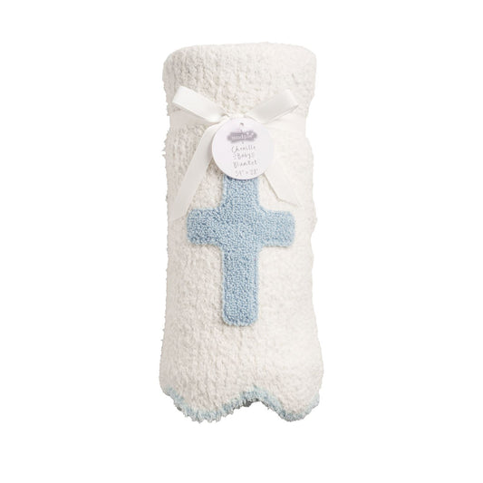 Blue Cross Chenille Baby Blanket - Persnickety Shop
