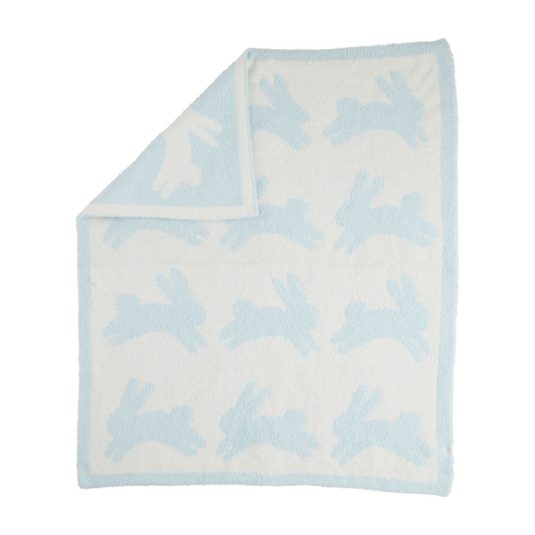 BLUE CHENILLE BUNNY BLANKET