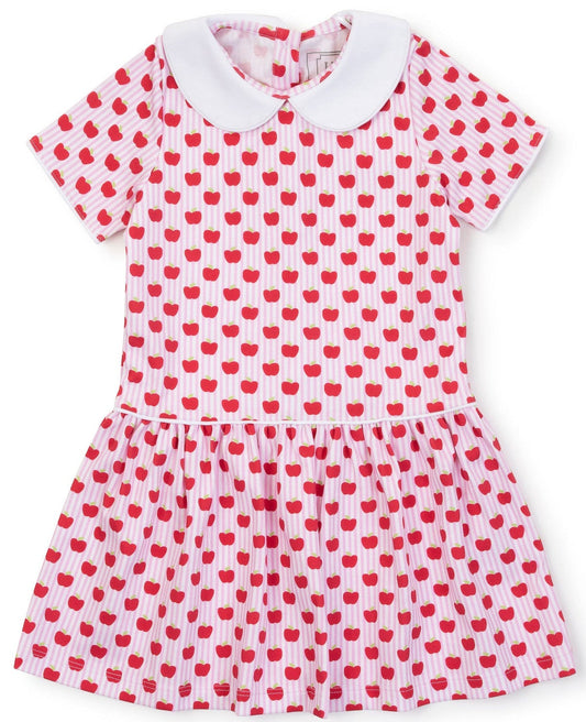 Lila and Hayes Libby Girls' Dress - Schoolhouse Apples Pink