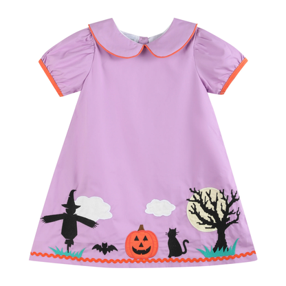 Purple Halloween Scene Girls Dress - Persnickety Shop