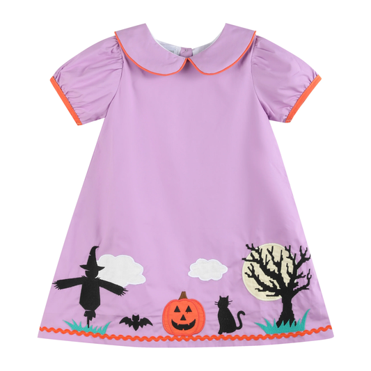 Purple Halloween Scene Girls Dress - Persnickety Shop